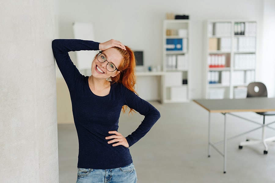Relaxed casual modern young businesswoman
